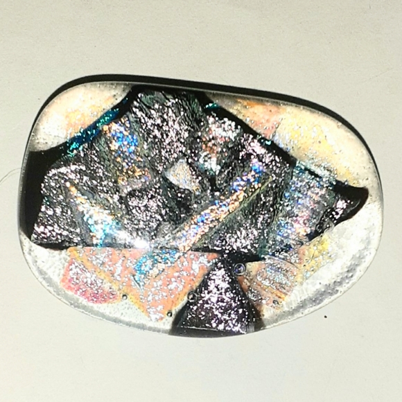 Vintage Jewelry Dichroic Foil Fused Glass Pin Brooch Poshmark